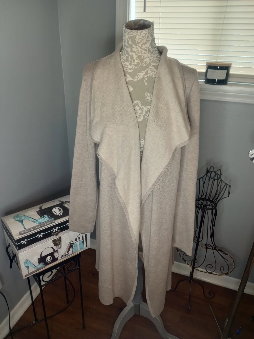 Chico's Women's Open-Front Shawl Collar Cardigan - Light Taupe